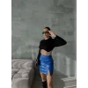 KAPİTONE DERİ ETEK YIRTMAÇLI - Saks