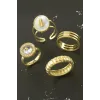 Karışık Lüks Zirkon Taşlı Çelik Yüzük 1 Adet