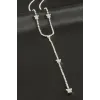 Kelebek Şerit Taşlı Çelik Y Kolye