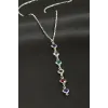Kristal Taşlı Çelik Kolye