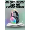 Kulak Üstü Kablosuz Bluetooth Kulaklık Unısex Renkli Işıklı Kulaklık
