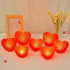 Led Işıklı Kırmızı Kalp Gece Lambası 12li Paket