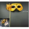 Lüks Taşlı Saplı Maskeli Balo Maskesi Altın Renk 35 Cm