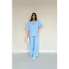 Mavi Önü Tek Düğmeli Ceket Pantolon Takım