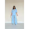 Mavi Önü Tek Düğmeli Ceket Pantolon Takım