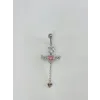 Melek Kanatlı Pembe Taşlı Sallantılı Göbek Piercing - Pg0124