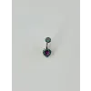 Mistik Topaz Taşlı Kalp Detaylı Göbek Piercing - Pg0015