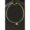 Nazar Zirkon Taşlı Metal Boncuklu Kolye
