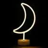 Neon Işıklı Ay Masa Gece Lambası Pil+usb