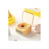 Nostalji Mini Plak Görünümlü Radyolu Bluetooth Hoparlör 3d Ses Dalgası Retro Müzik Plak Sarı