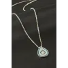 Oval Nazar Zirkon Taşlı Kolye