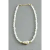 Oval Taşlı İnci  Kolye
