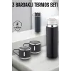 Paslanmaz Çelik 3’lü Termos Seti Vakumlu Ve 8 Saat Isı Koruma