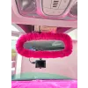Peluş Dikiz Ayna Kılıfı Süs Fuşya Pembe