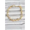 Pirinç Zirkon Taşlı Yonca Model Gold Renk Kadın Bileklik
