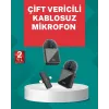 Profesyonel Ses Kayıtları İçin 2’li Kablosuz Yaka Mikrofon Seti