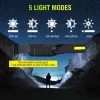 Ps-001 5 Aydınlatma Modlu Cob Led Sensörlü Usb Şarj  Edilebilir Dahili Pilli Kafa Lambası