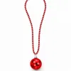 Retro Disko Topu Şekilli 8039ler 9039lar Kırmızı Renk Plastik Kolye
