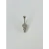 Rodyum Zirkon Taşlı Bar Ve Top: Çelik Göbek - Pg0036