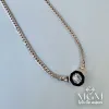 Rodyum Zirkon Taşlı Çelik Çelik Kolye 40+5 Cm - Kl0188