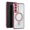 Samsung Galaxy S25 Kılıf Joke Simli Magneticsafe Kılıf - Pembe