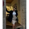 ŞANELKAPAKLI ÇOBAN DİKİŞ DETAYLI KISA ETEK - Bej
