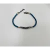 Siyah Deri / Çelik  Erkek Deri Bileklik 20 Cm  - Ebl0035