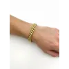 Siyah Deri / Çelik  Erkek Deri Bileklik 20 Cm  - Ebl0079