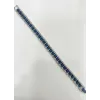 Siyah - Mavi Deri / Çelik  Erkek Deri Bileklik 20 Cm  - Ebl0067