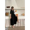 Siyah Müslin Uzun Elbise