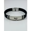 Siyah Silikon / Çelik  Erkek Deri Bileklik 20 Cm  - Ebl0101