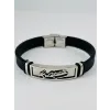 Siyah Silikon / Çelik  Erkek Deri Bileklik 20 Cm  - Ebl0117