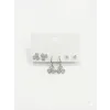Üç Yaprak Çiçek Detaylı Altılı Küpe - Kp00560