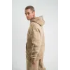 Unisex Double Oversize Kapşonlu Yıkamalı SweatShirt - Bej