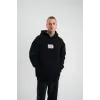 Unisex Kapşonlu Uzun Kol Patchli Nakışlı SweatShirt - Siyah
