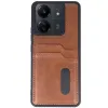 Xiaomi Redmi 13c Kılıf Sara Kartvizitli Deri Kılıf - Taba