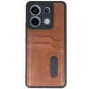 Xiaomi Redmi Note 13 Pro 4g Kılıf Sara Kartvizitli Deri Kılıf - Taba