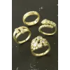 Xuping Karışık Lüks Zirkon Taşlı Çelik Yüzük 1 Adet