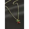 Xuping Kiraz Zirkon Taşlı Lüks Çelik Kolye