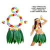 Yetişkin Hawaii Kostüm Seti - Yaprak Etek  Hawaii Set - 5 Parça