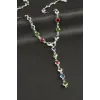 Yuvarlak Zirkon Taşlı Y Kolye