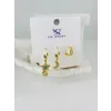 Zirkon Taşlı Üçlü Kombin Küpe - Kp00380