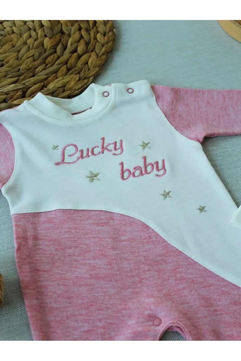 0-3 3-6 Ay Lucky Baby Nakışlı Es Çizgi Boy Şapkalı Kız Bebek Tulumu