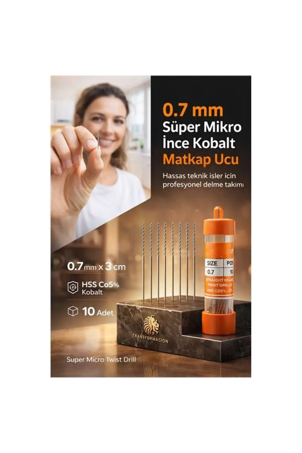 0.7mm Süper Mikro İnce HSS Kobalt Mikro Matkap Ucu Seti (10lu) 723193