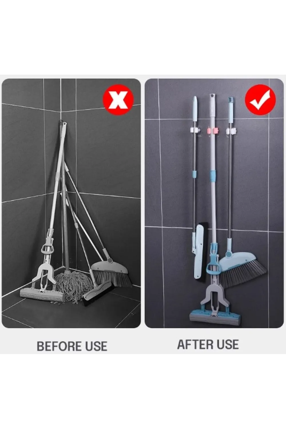 1 Adet Yapışkanlı Pratik Mop Tutucu Beyaz