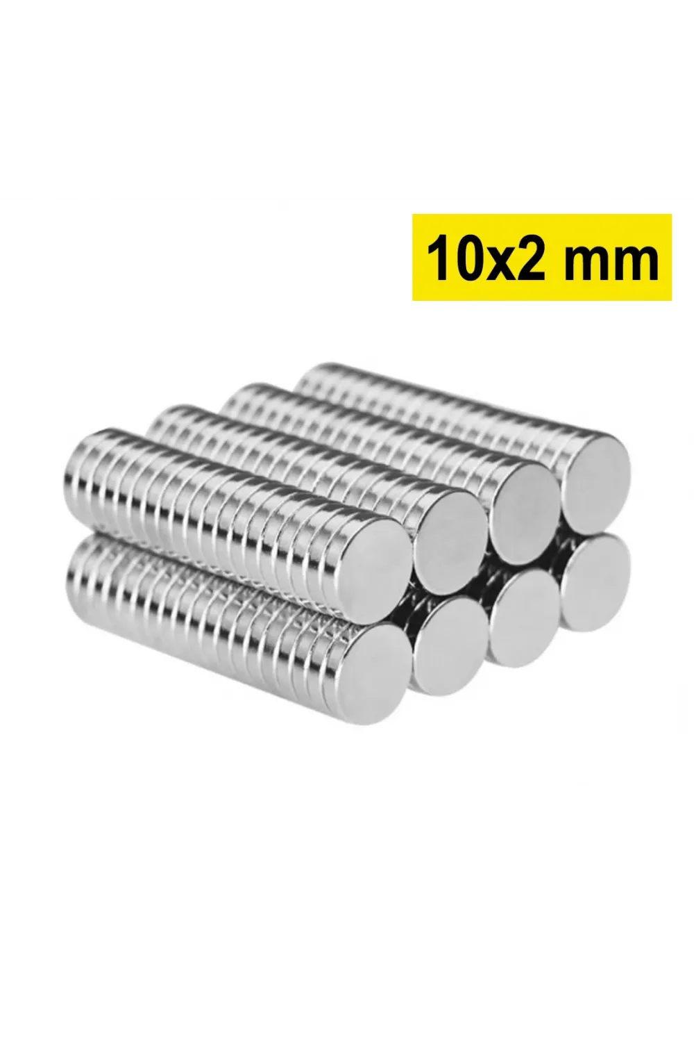 10 Adet 10x2mm Yuvarlak Neodyum Mıknatıs Güçlü Magnet Nikel Kaplamalı