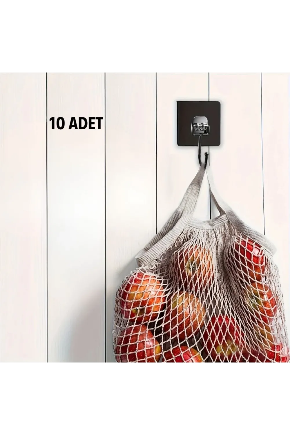 10 Adet Duvara, Dolapa Yapışan Güçlü Yapışkanlı Siyah Duvar Askısı
