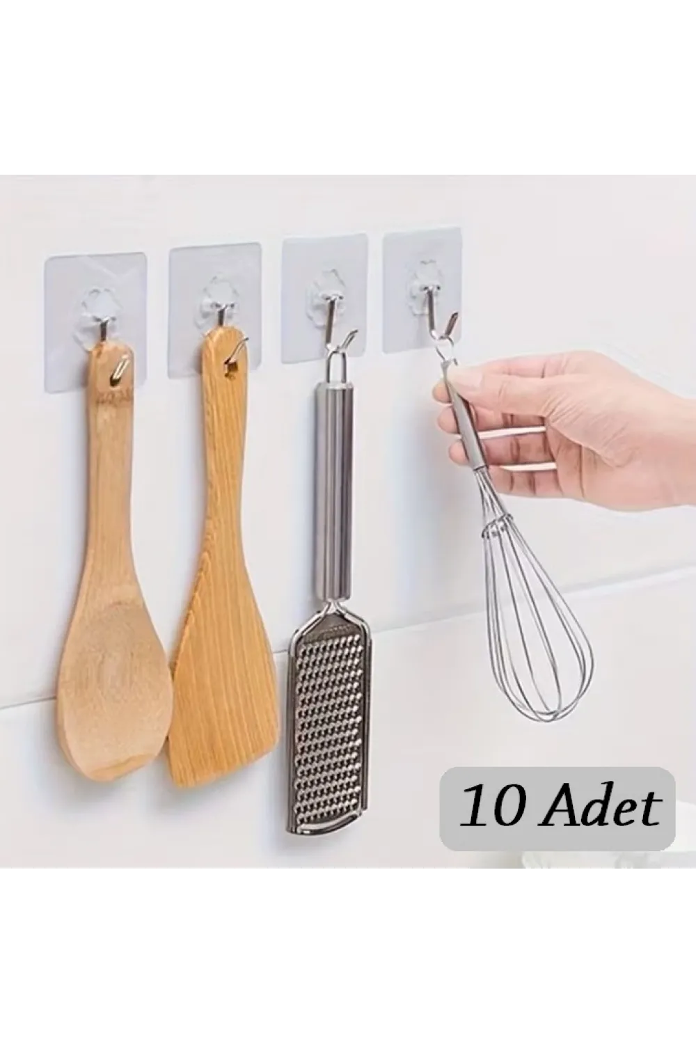 10 Adet Kendinden Yapışkanlı Şeffaf Askı