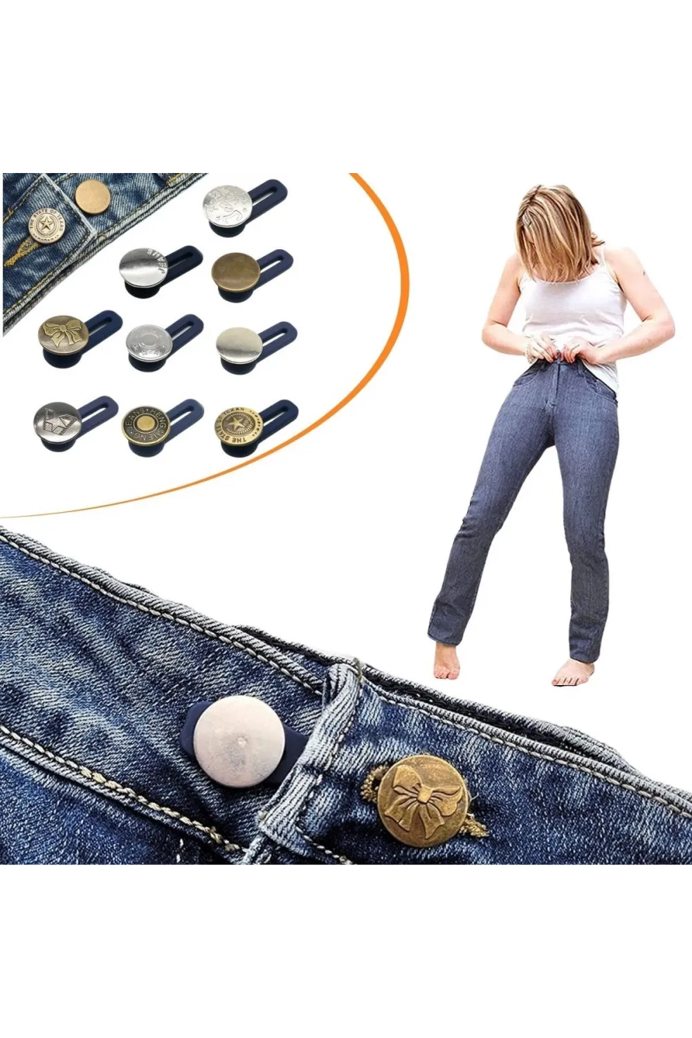 10 Adet Yedek Kot Düğmeleri Beden Genişletici
