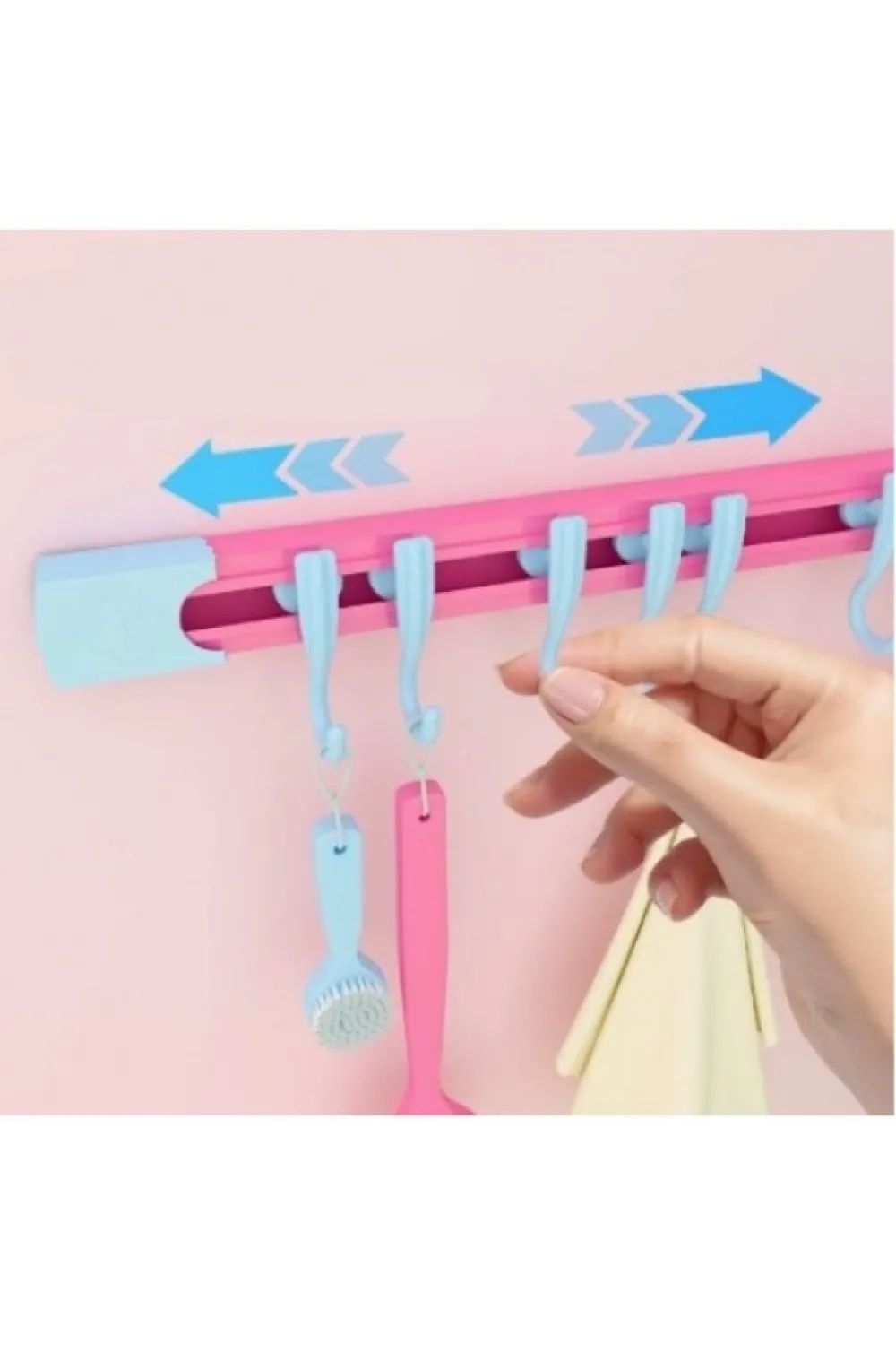 10 Kancalı Raylı Mutfak ve Banyo Düzenleyici Askı